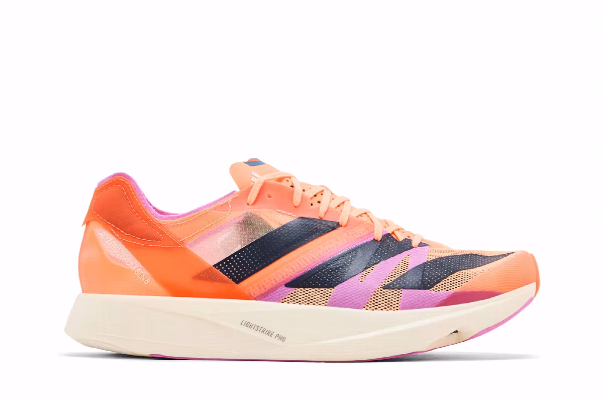 adidas Adizero Takumi Sen 8 Beam Orange Pulse Lilac, view 2