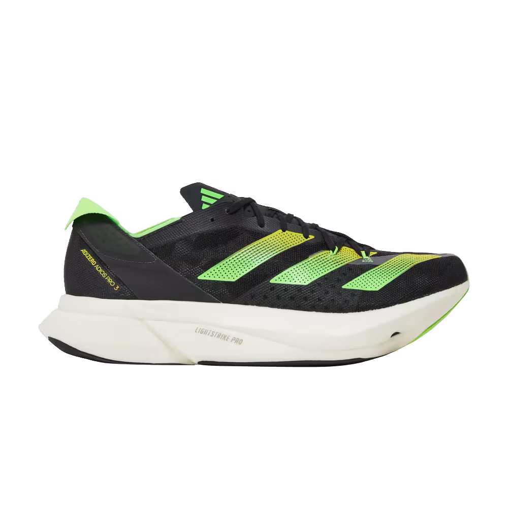 adidas Men's Adizero Adios Pro 3 Core Black Solar Green
