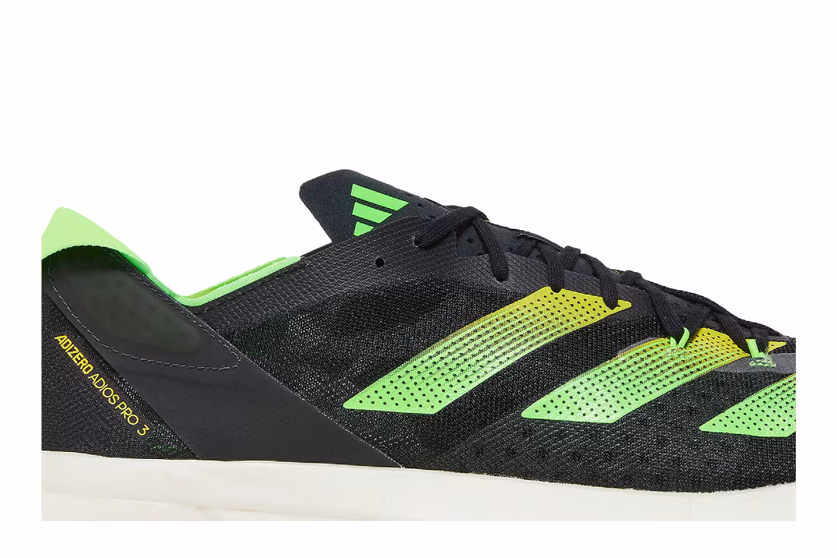 adidas Men's Adizero Adios Pro 3 Core Black Solar Green, view 3