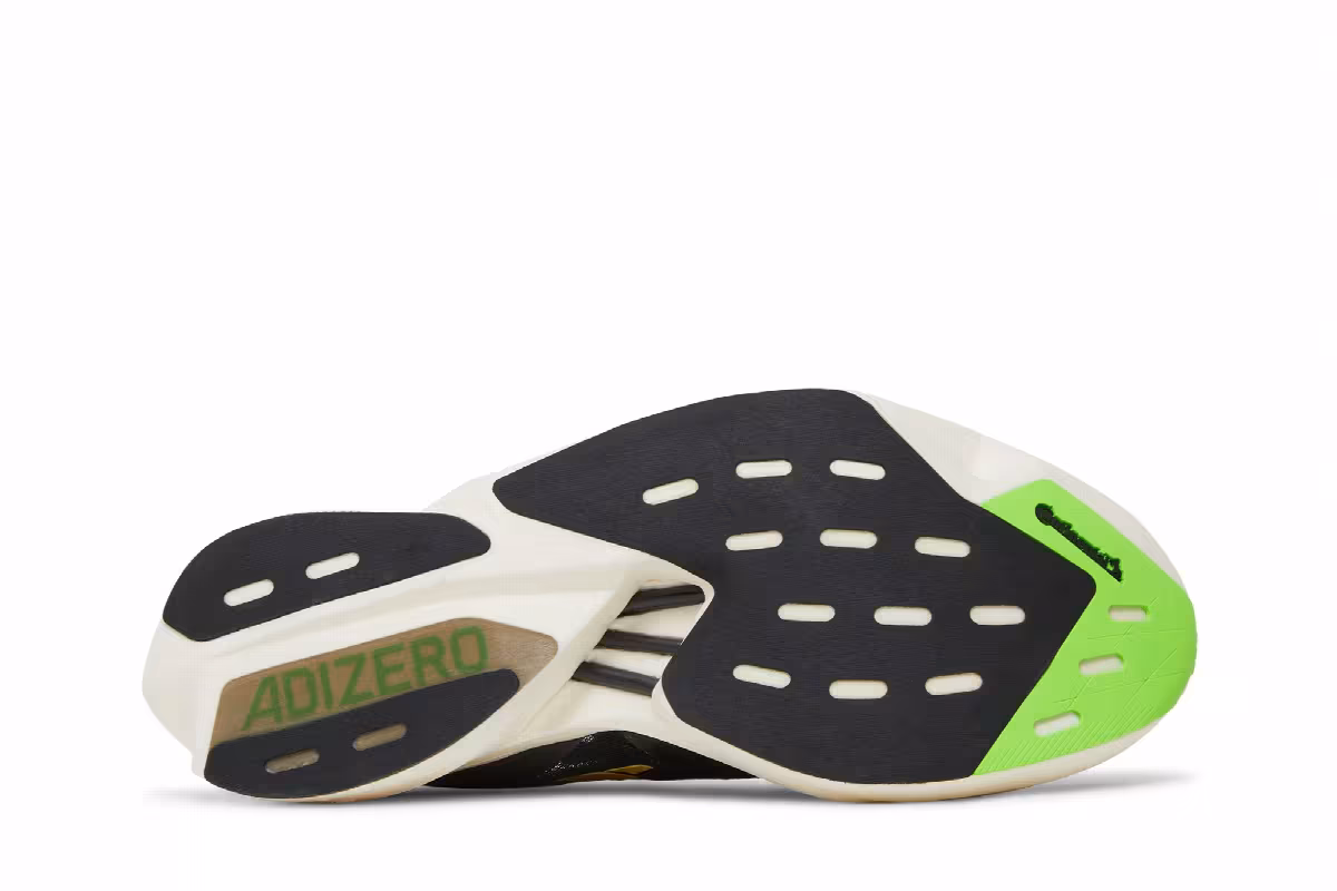 adidas Men's Adizero Adios Pro 3 Core Black Solar Green, view 5