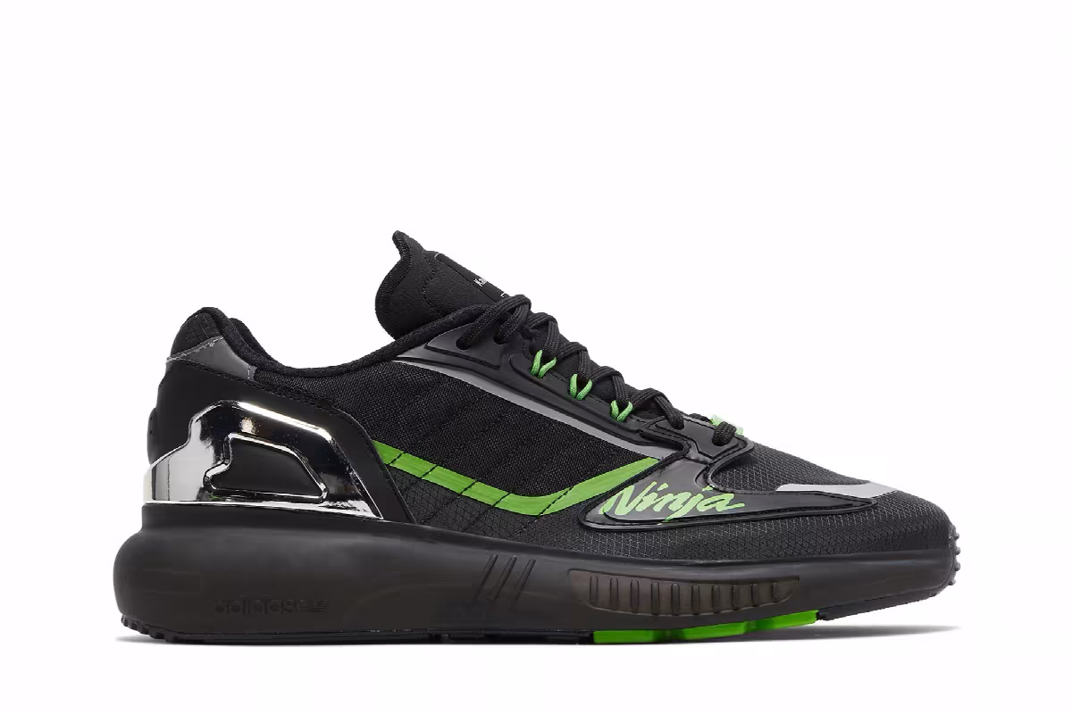 Kawasaki Ninja x adidas ZX 5000 Boost Black Green, view 2