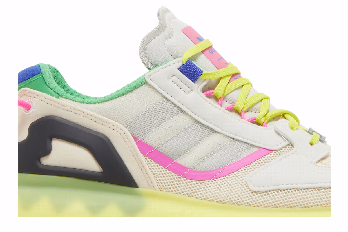 Adidas Women's ZX 5000 Boost Wonder White Acid Yellow, view 3