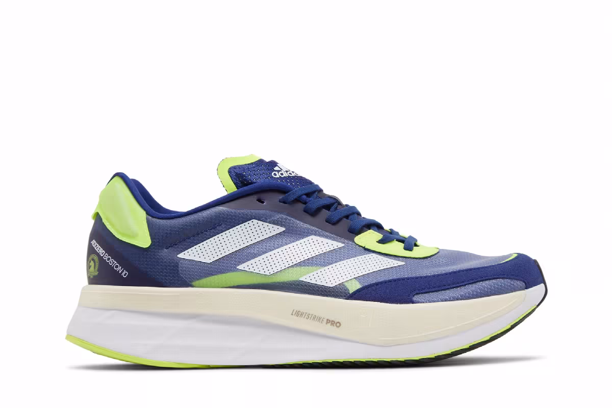 Adidas Adizero Boston 10 Victory Blue Solar Yellow, view 2