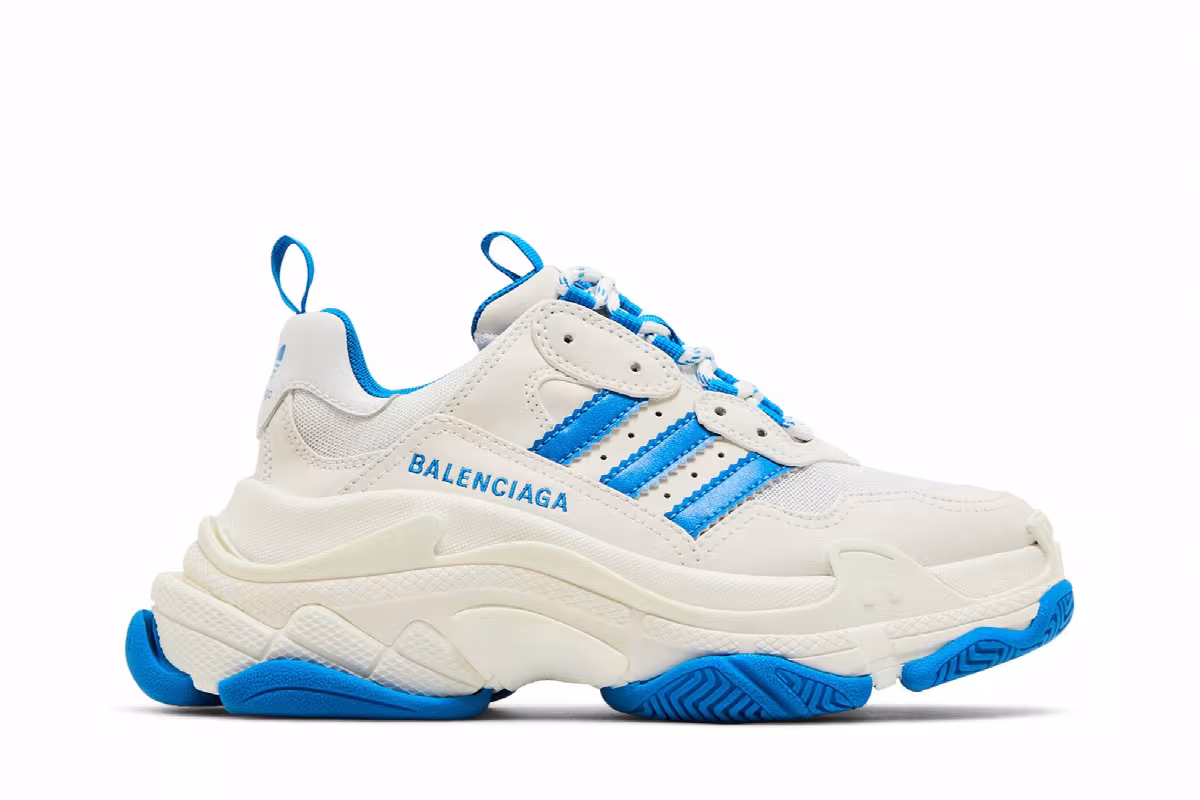 Balenciaga x adidas Women's Triple S Sneaker White Blue, view 2