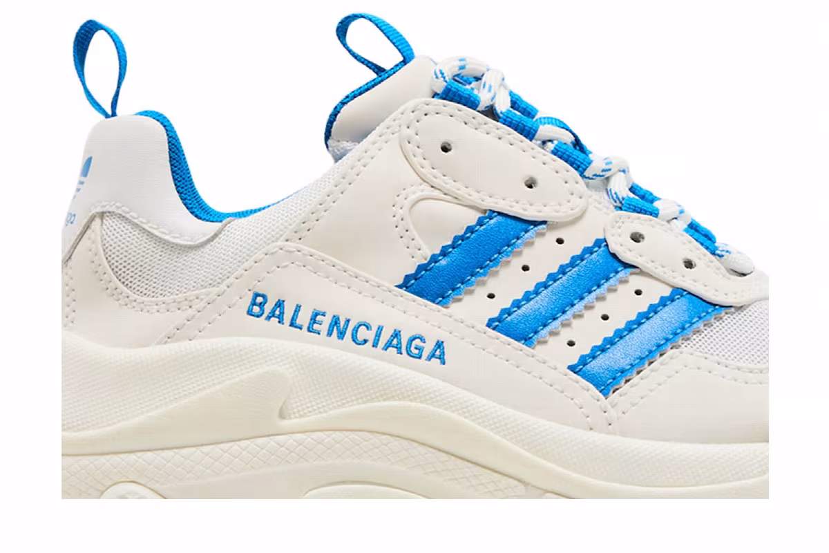 Balenciaga x adidas Women's Triple S Sneaker White Blue, view 3