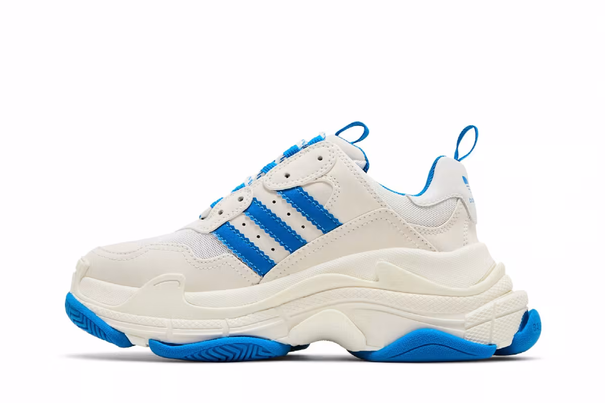 Balenciaga x adidas Women's Triple S Sneaker White Blue, view 4