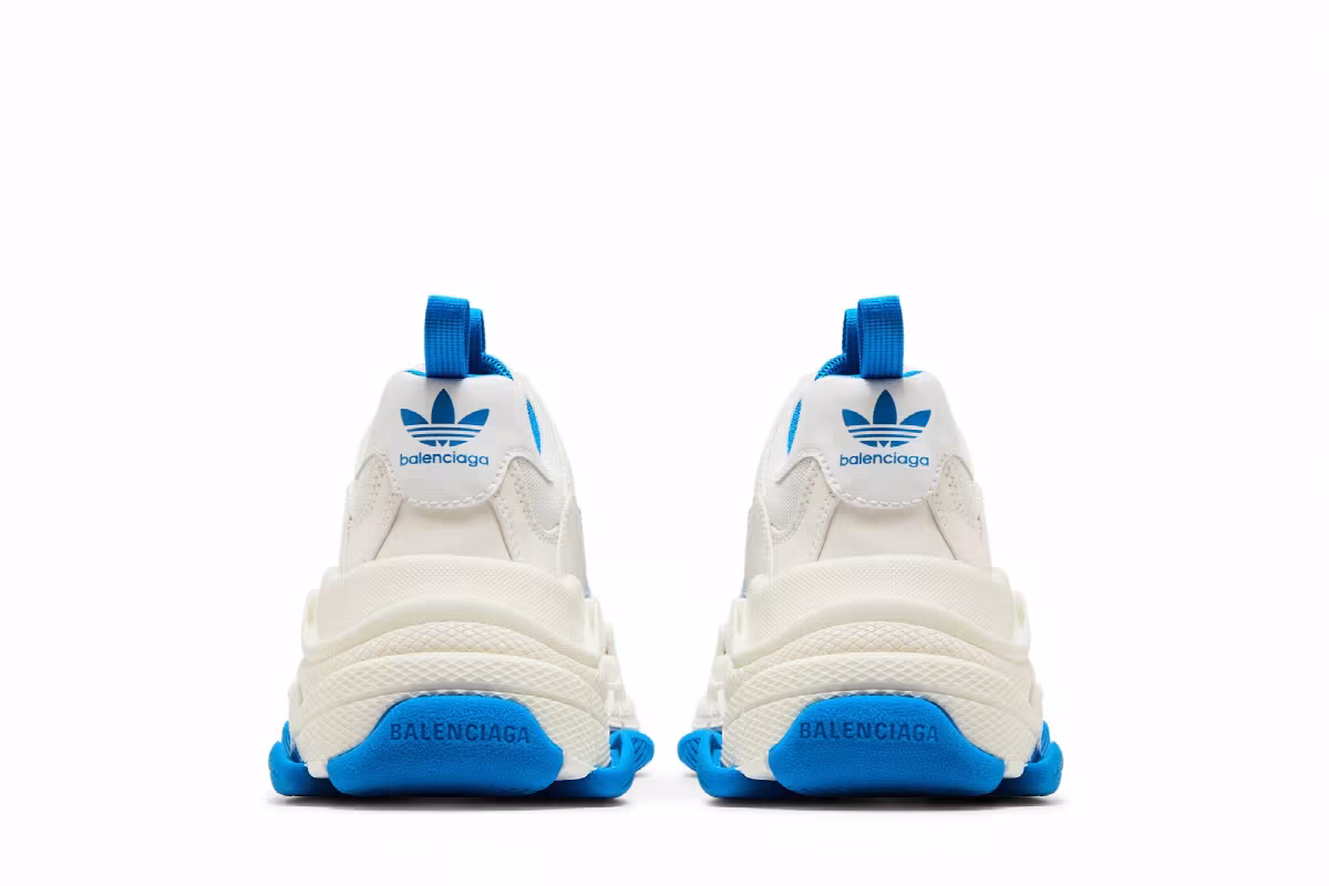 Balenciaga x adidas Women's Triple S Sneaker White Blue, view 7