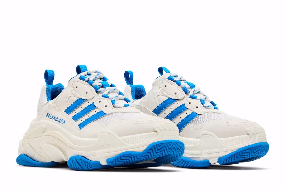 Balenciaga x adidas Women's Triple S Sneaker White Blue, view 9