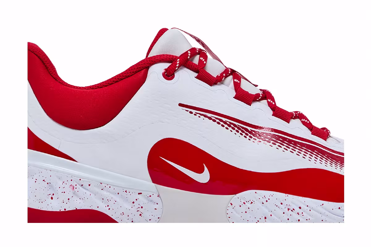 Nike Alpha Huarache Elite 4 Low White University Red, view 3