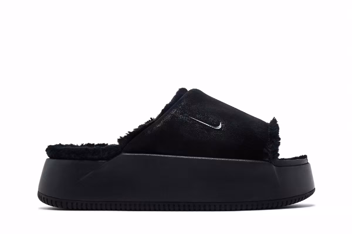 Nike Women's Calm Elevation Fur Slide Black, view 2