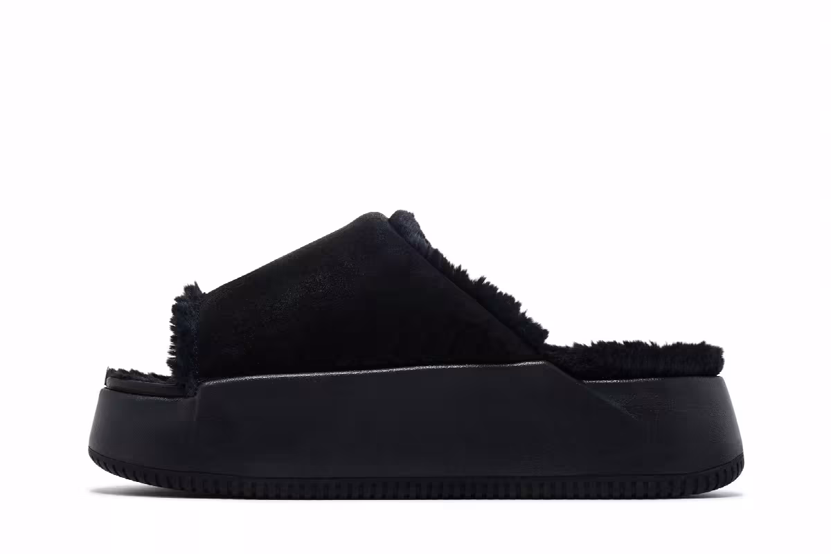 Nike Women's Calm Elevation Fur Slide Black, view 4