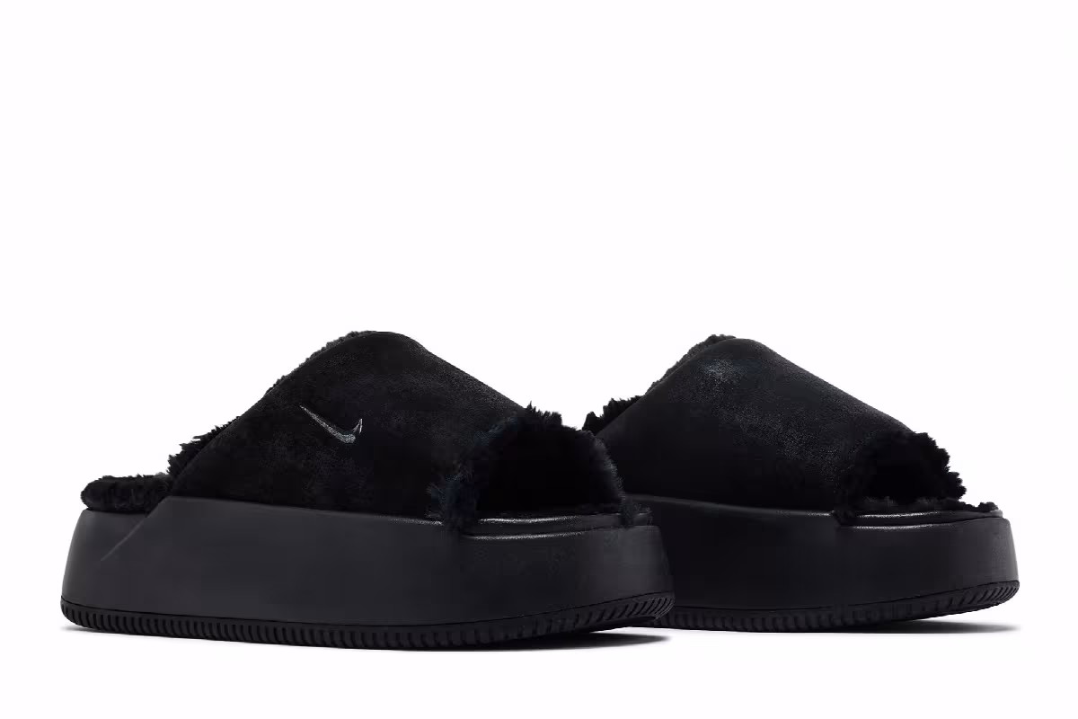 Nike Women's Calm Elevation Fur Slide Black, view 9