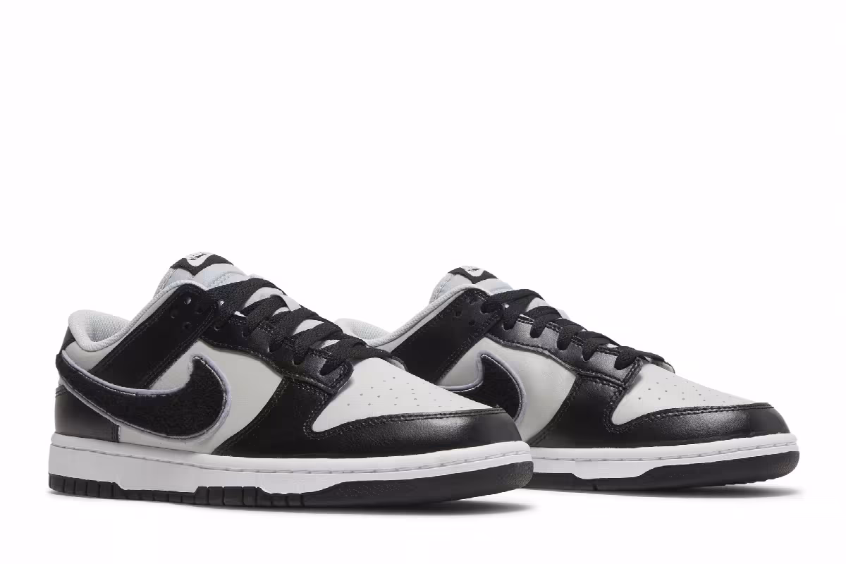Nike Dunk Low Chenille Swoosh - Black Grey Fog, view 9