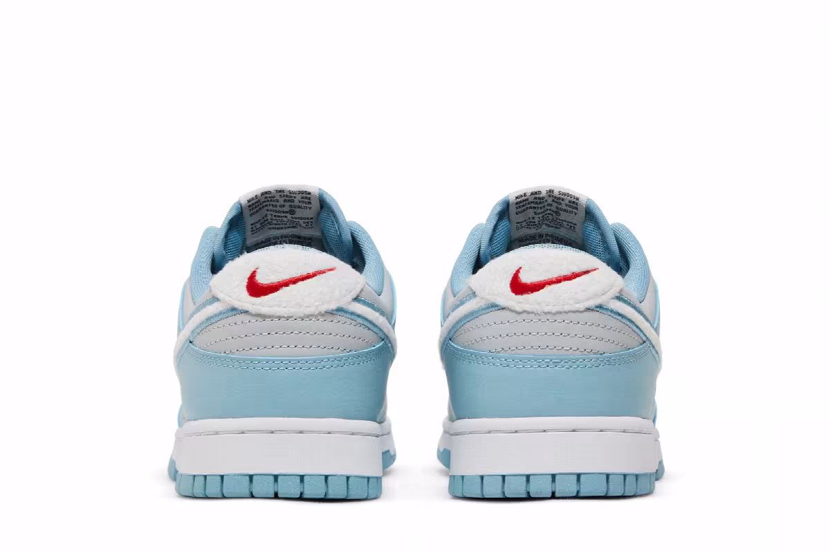 Nike Dunk Low Fleece Swoosh - Light Blue, view 7