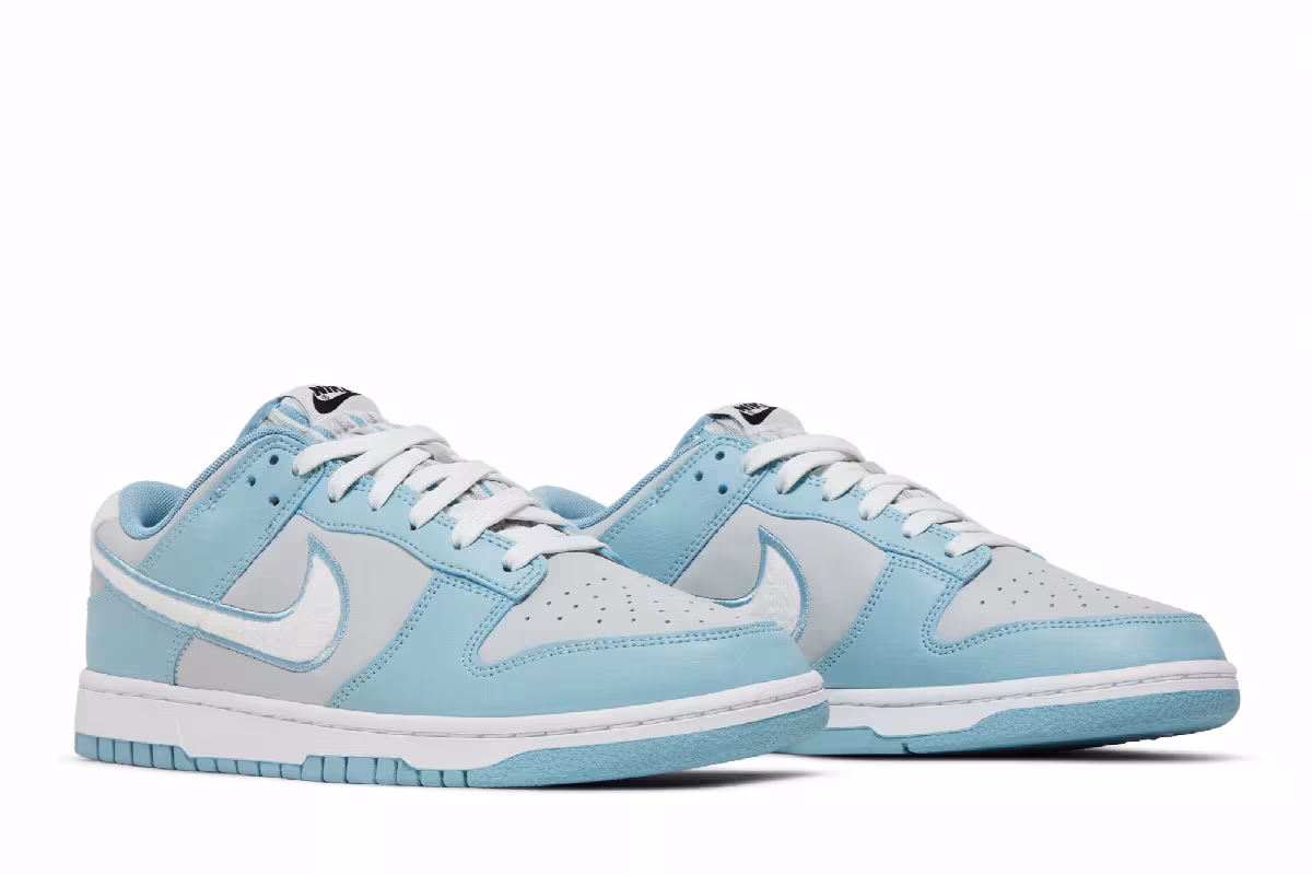 Nike Dunk Low Fleece Swoosh - Light Blue, view 9