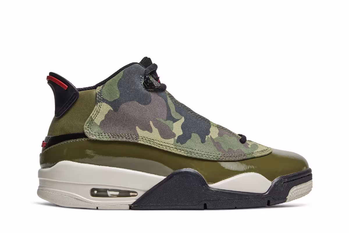 Air Jordan Dub Zero GS Olive Camo, view 2