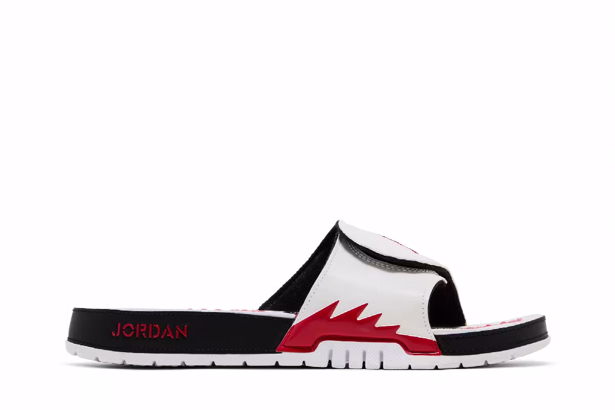 Air Jordan Hydro 5 Slide White Fire Red, view 2