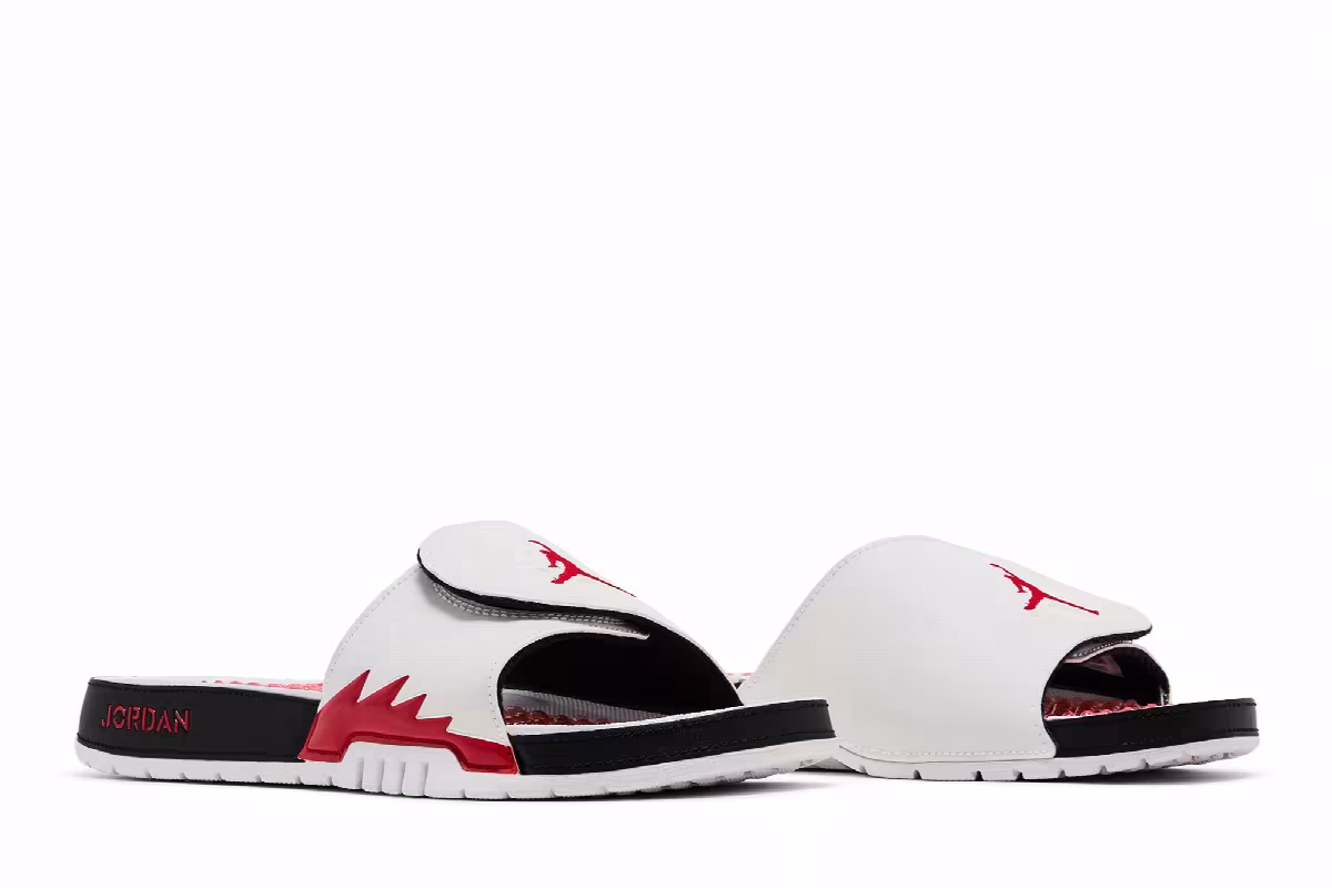 Air Jordan Hydro 5 Slide White Fire Red, view 9