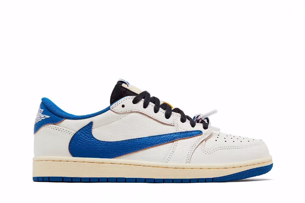 Fragment Design x Travis Scott x Air Jordan 1 Low OG SP Sail Military Blue, view 2