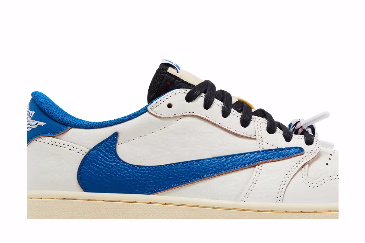 Fragment Design x Travis Scott x Air Jordan 1 Low OG SP Sail Military Blue, view 3