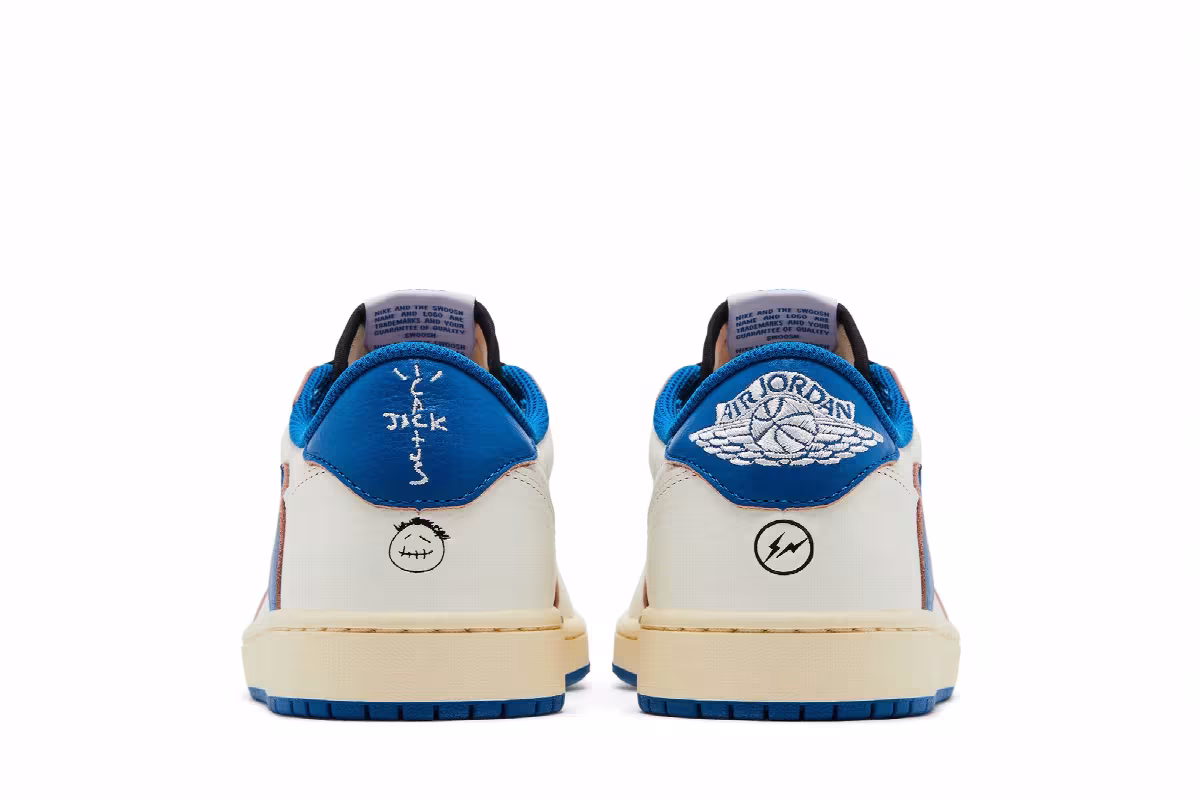 Fragment Design x Travis Scott x Air Jordan 1 Low OG SP Sail Military Blue, view 7