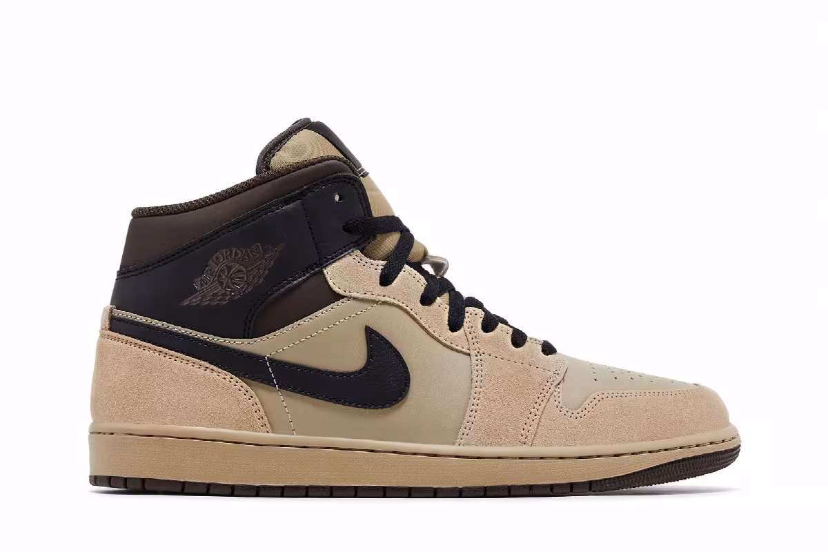 Air Jordan 1 Mid Khaki Black, view 2
