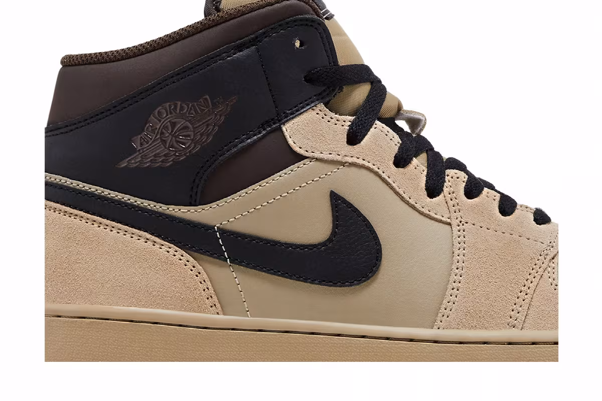 Air Jordan 1 Mid Khaki Black, view 3