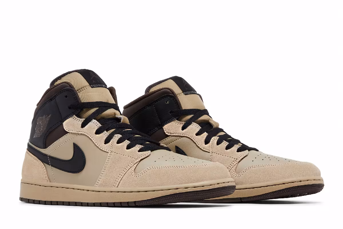 Air Jordan 1 Mid Khaki Black, view 9