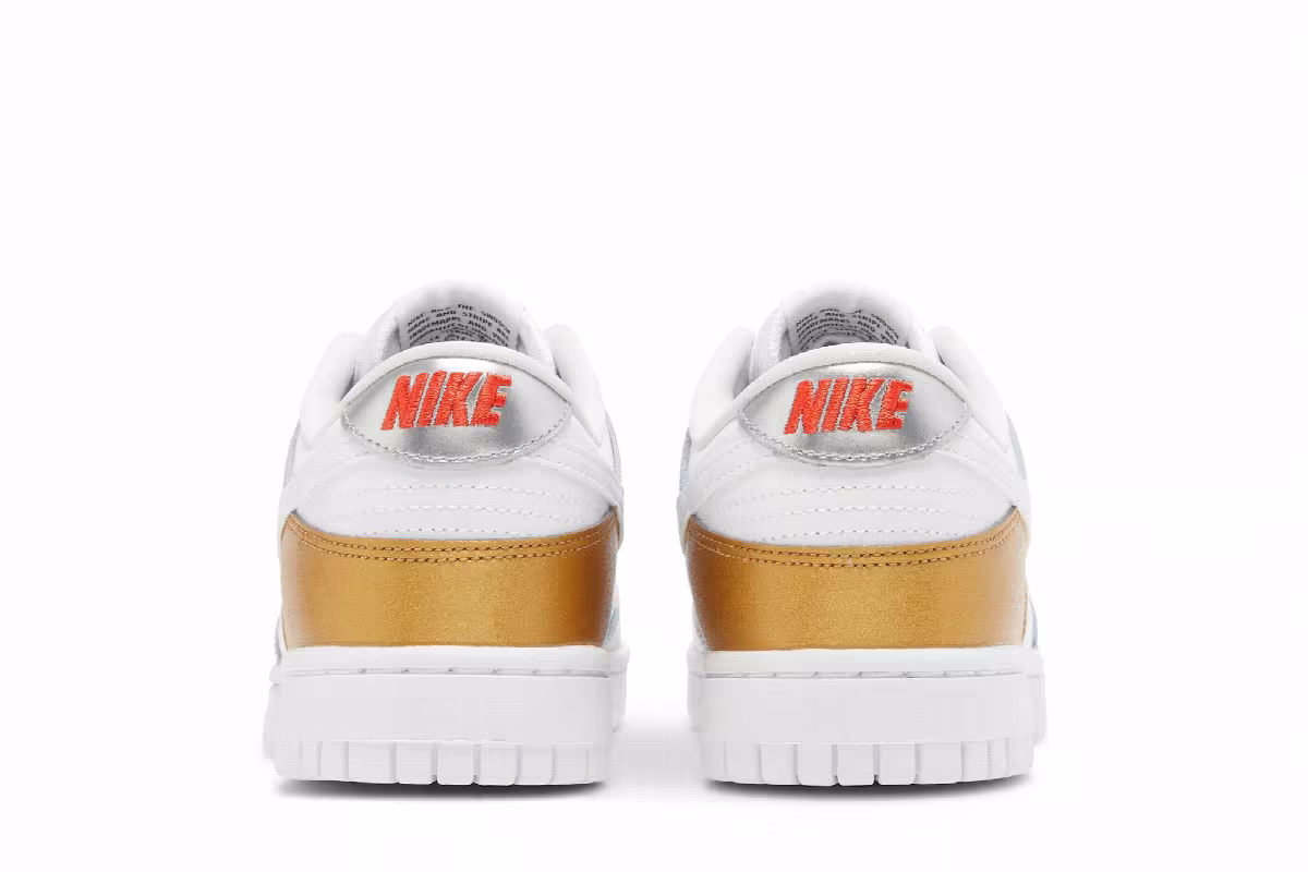 Nike Women's Dunk Low SE Silver Gold Metallic, view 7