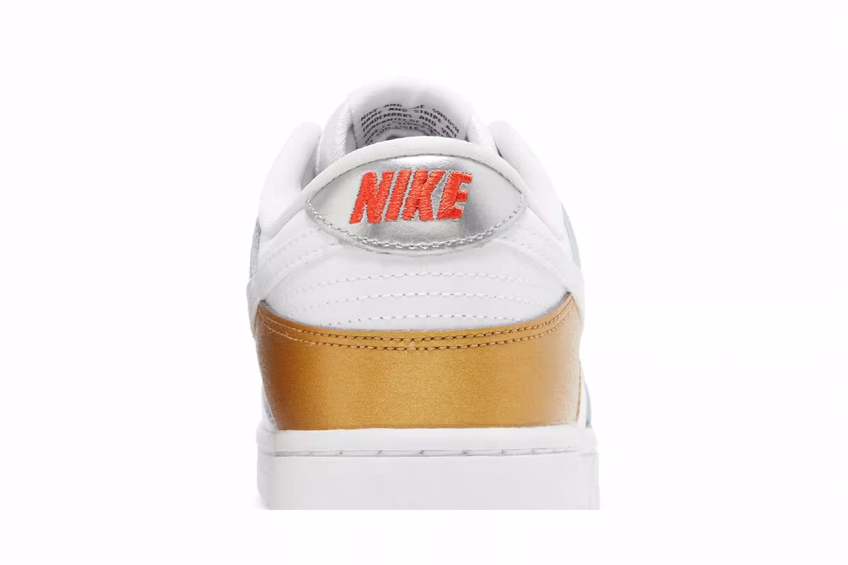 Nike Women's Dunk Low SE Silver Gold Metallic, view 8