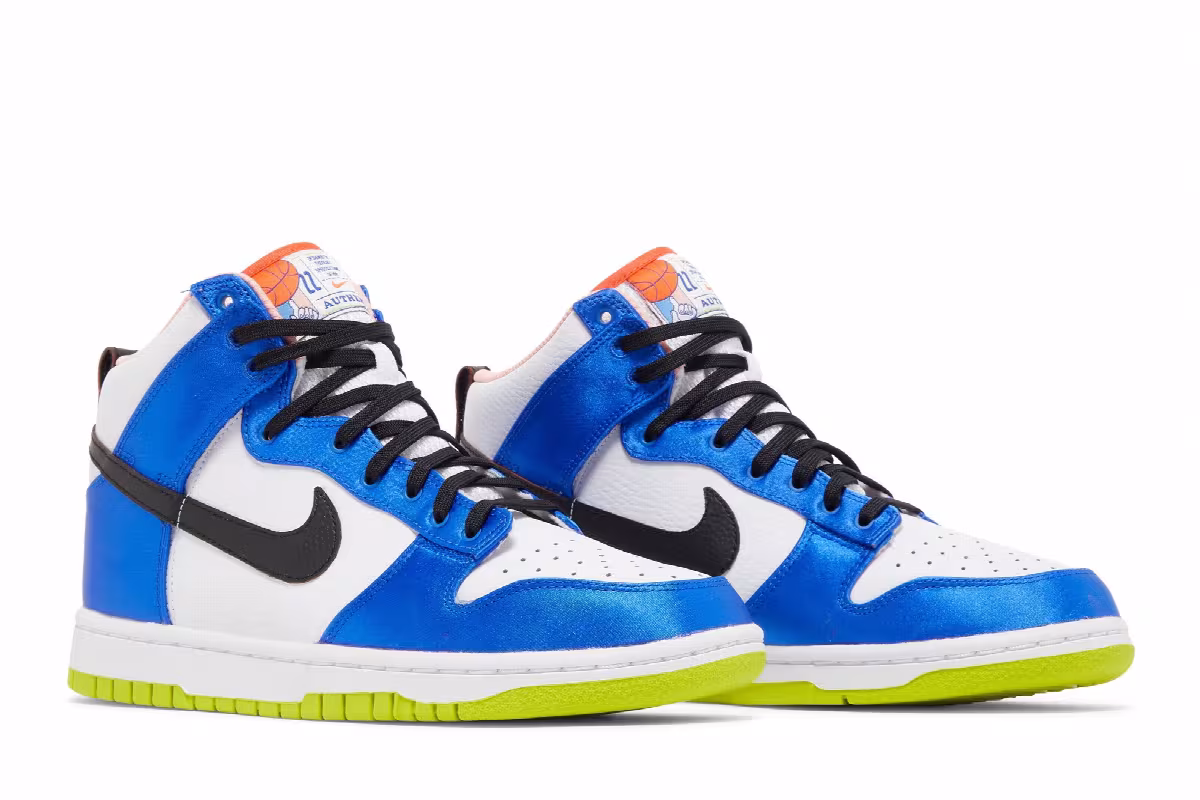 Nike Women's Dunk High Blue Satin, view 9