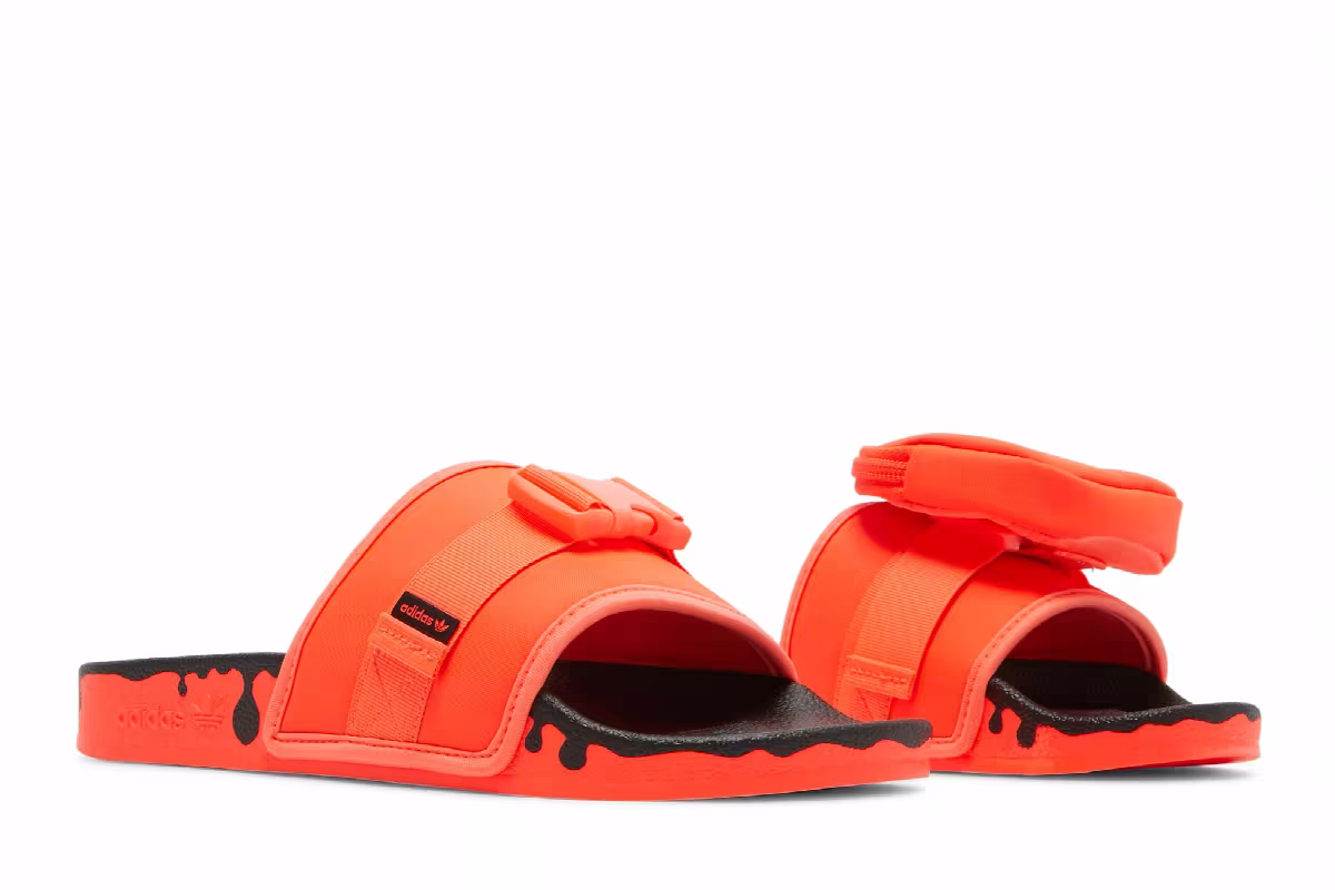Adidas Women's Pouchylette Slides Paint Drip - Solar Red, view 9