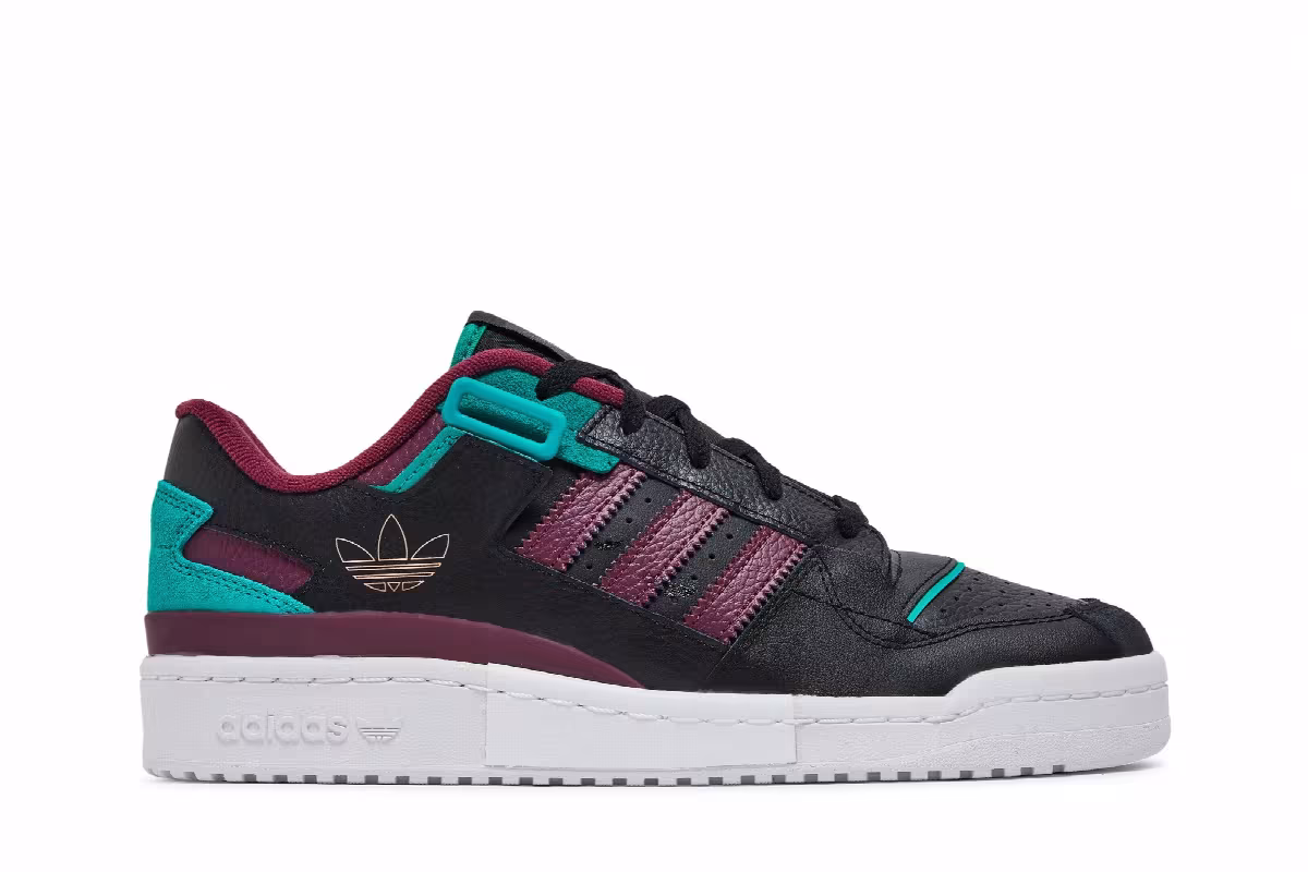 Adidas Forum Exhibit Low Black Victory Crimson, view 2
