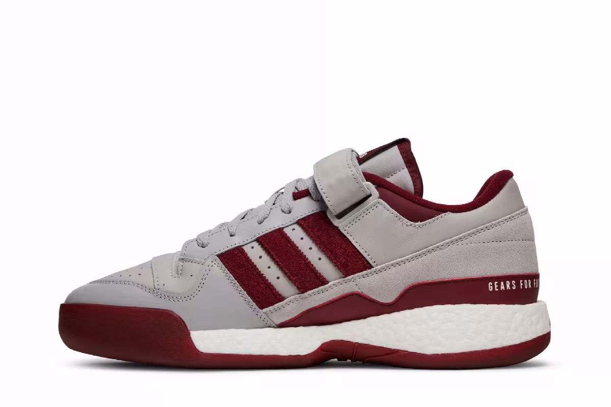 Human Made x adidas Forum Low Grey Burgundy, view 4