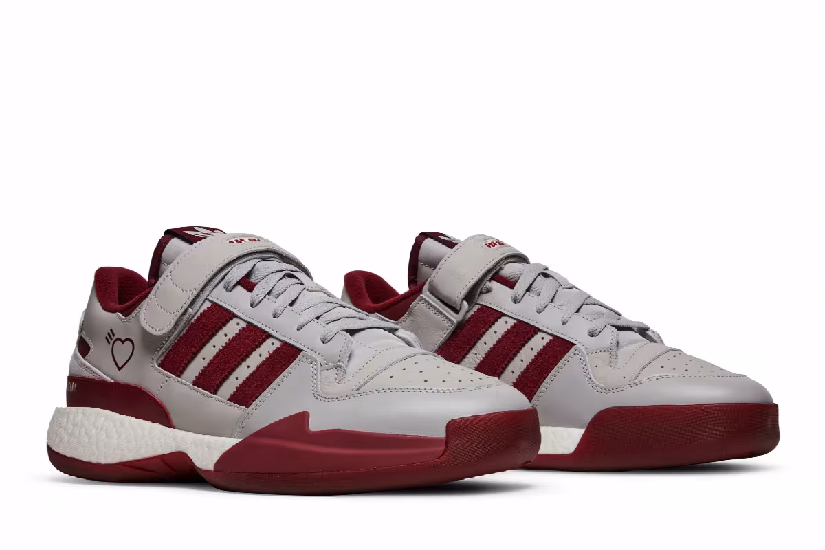 Human Made x adidas Forum Low Grey Burgundy, view 9