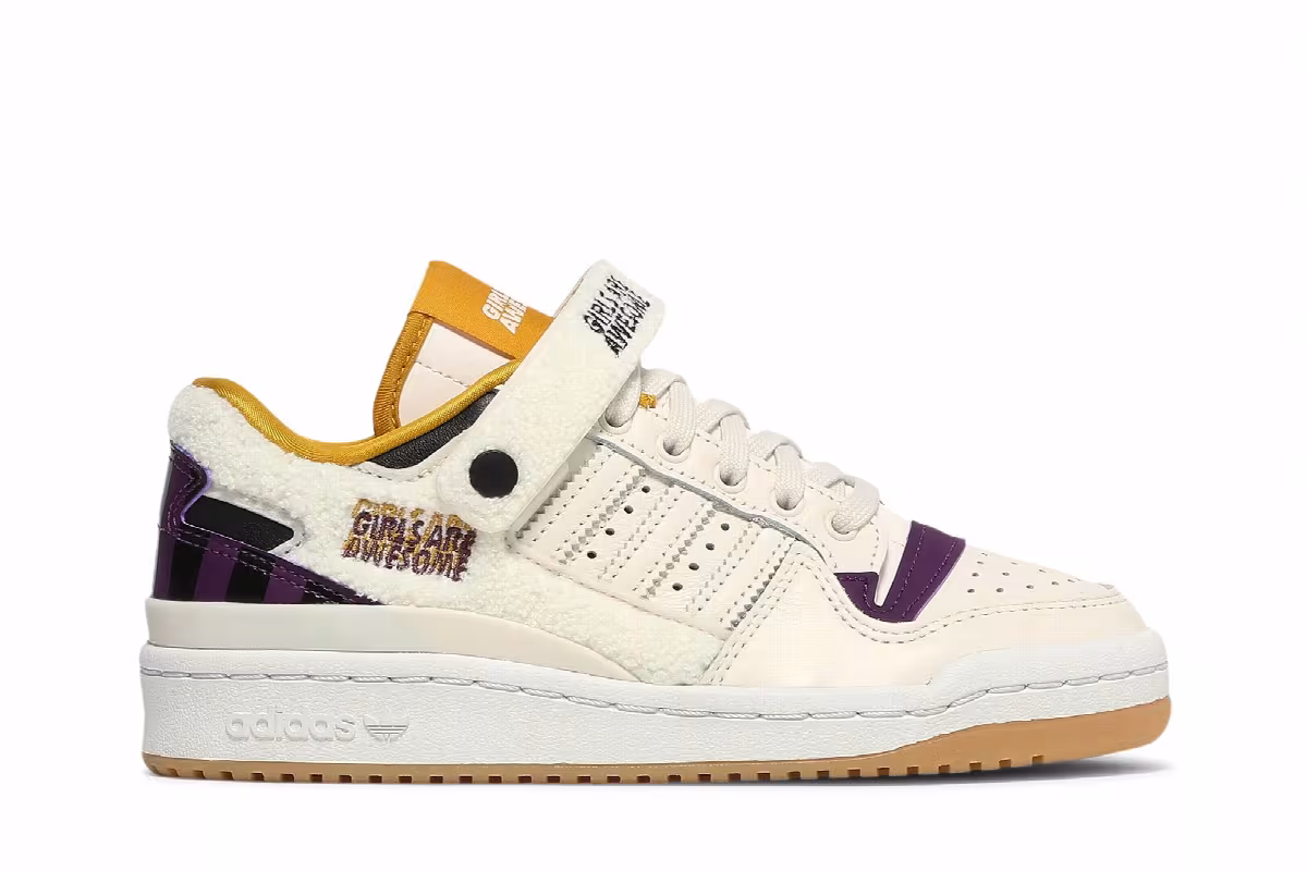 Girls Are Awesome x adidas Women's Forum Low White Purple Beauty, view 2