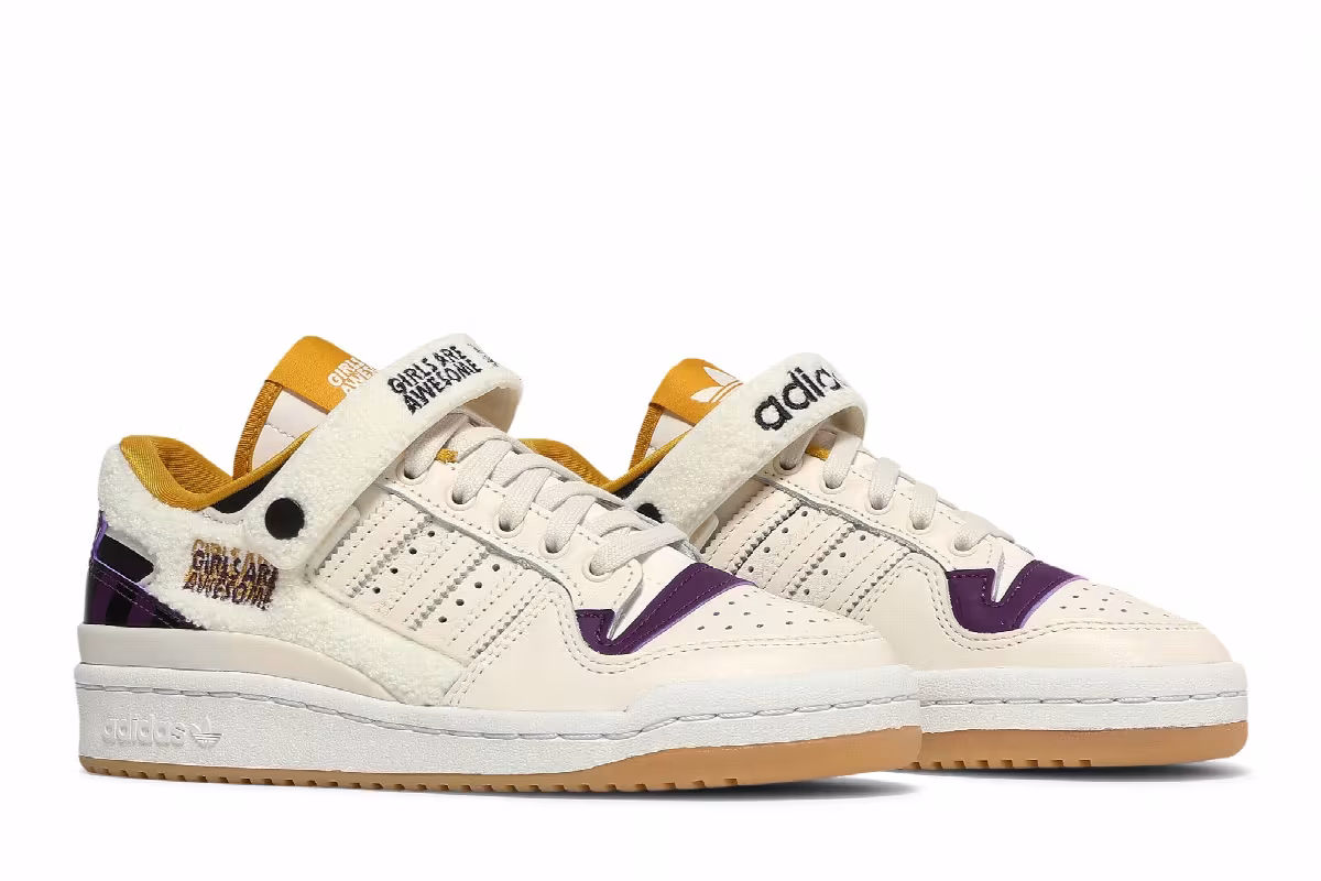 Girls Are Awesome x adidas Women's Forum Low White Purple Beauty, view 9