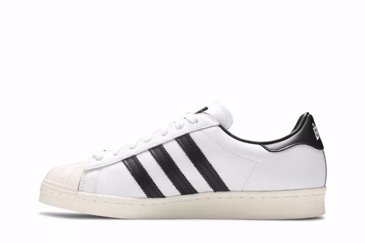 BAPE x adidas Superstar White Black, view 4