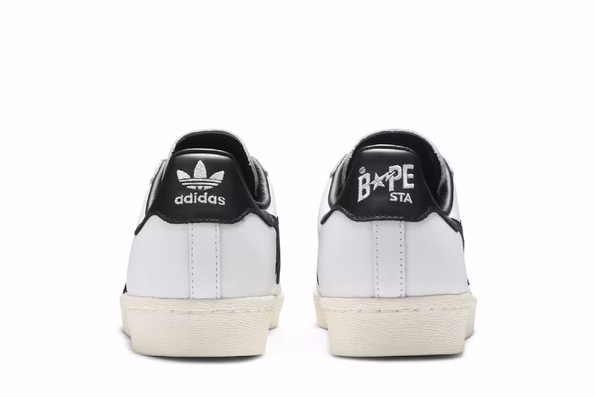 BAPE x adidas Superstar White Black, view 7