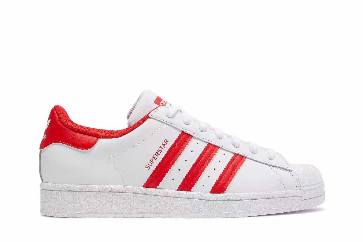 adidas Superstar White Vivid Red, view 2