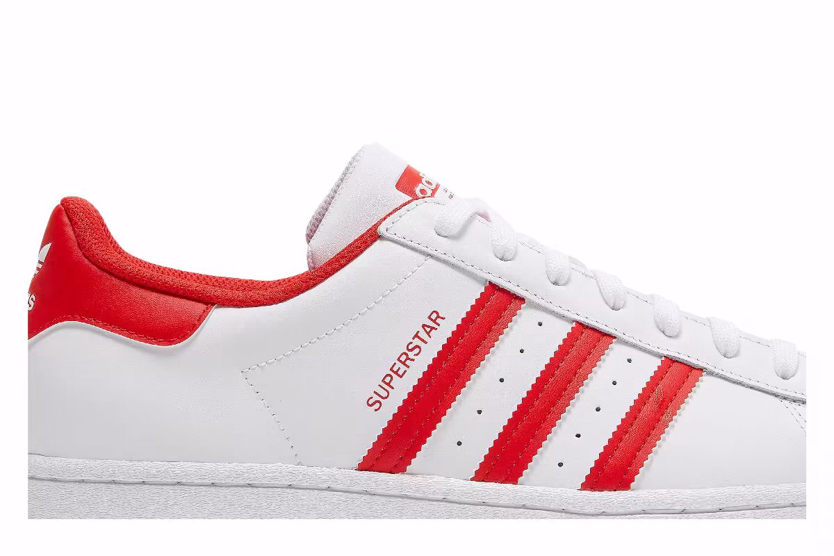 adidas Superstar White Vivid Red, view 3