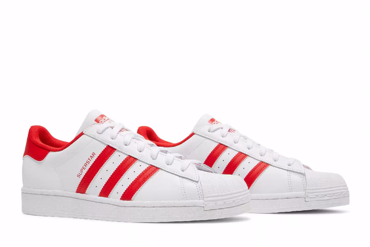 adidas Superstar White Vivid Red, view 9