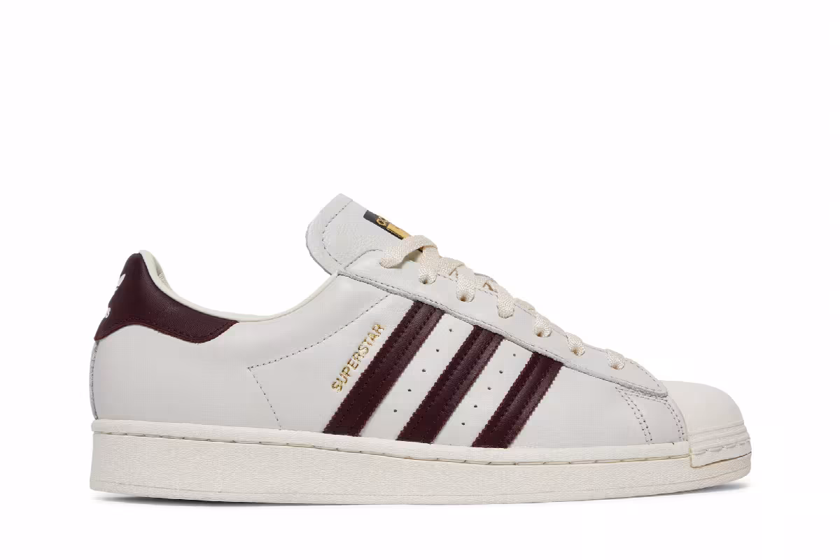 Adidas Superstar Off White Maroon, view 2