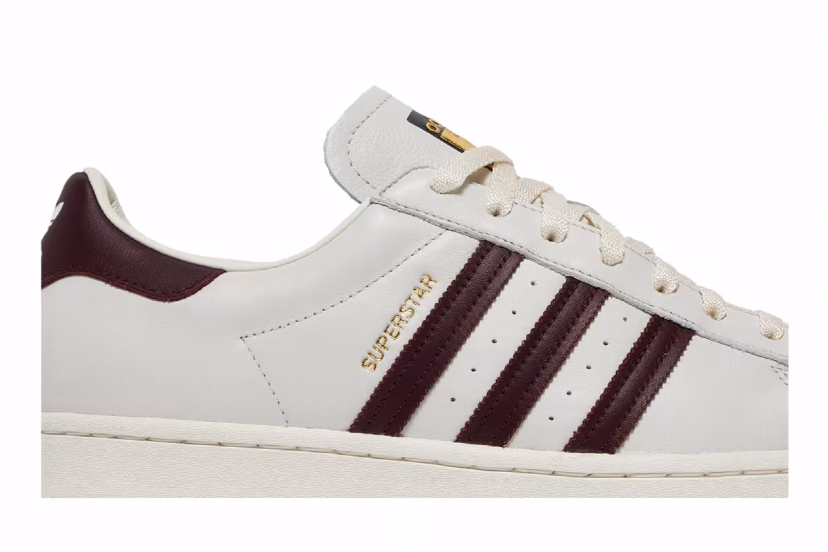 Adidas Superstar Off White Maroon, view 3