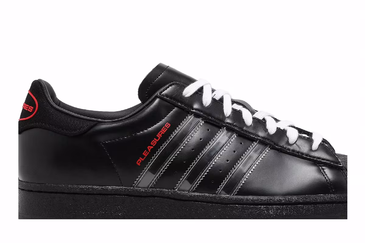 Pleasures x adidas Superstar Black, view 3