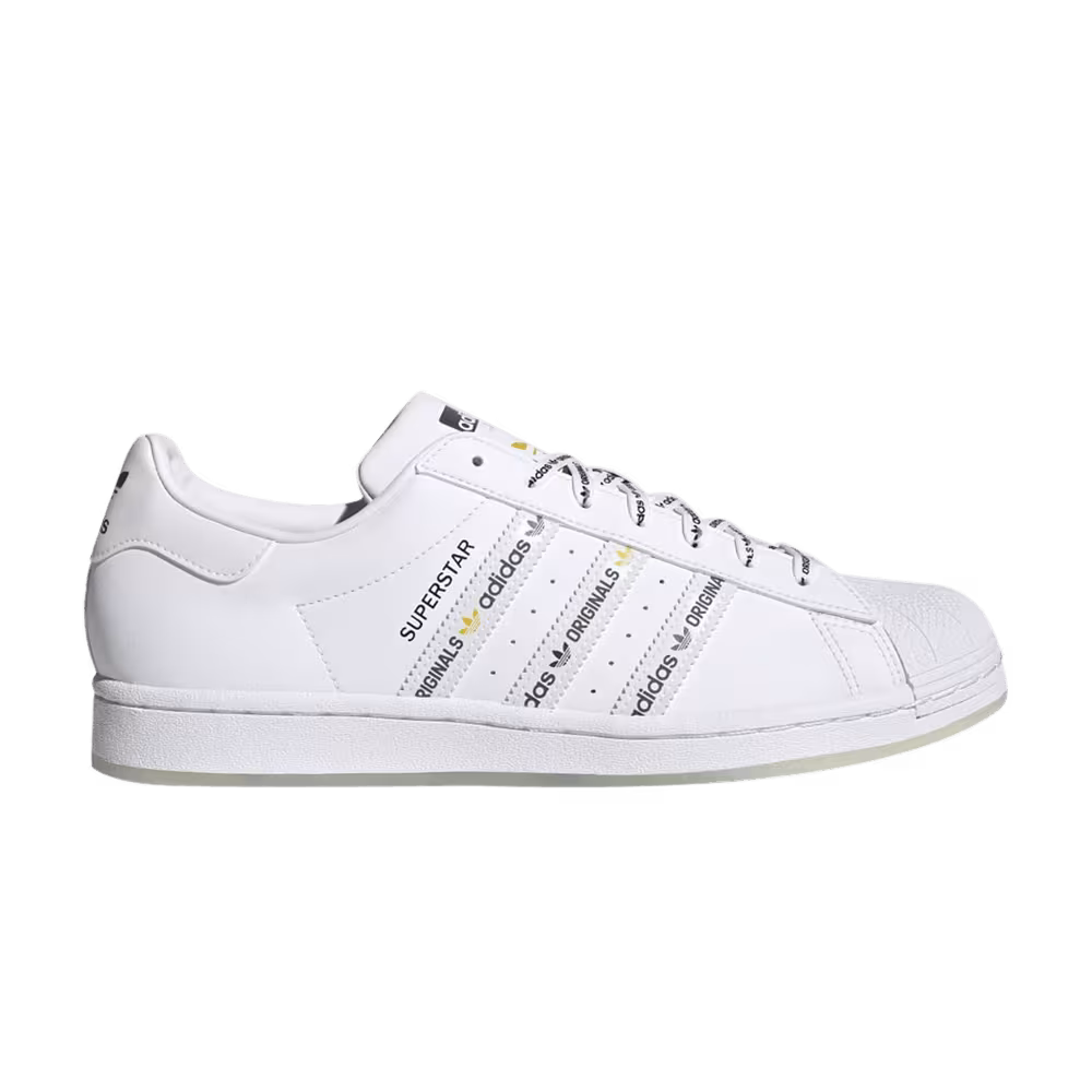 Adidas Superstar Logo Stripes - White Bright Green