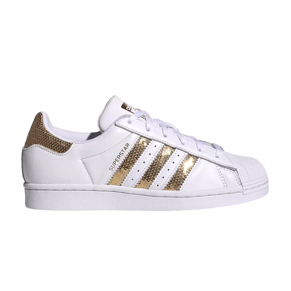 Adidas Women's Superstar White Gold Sequins