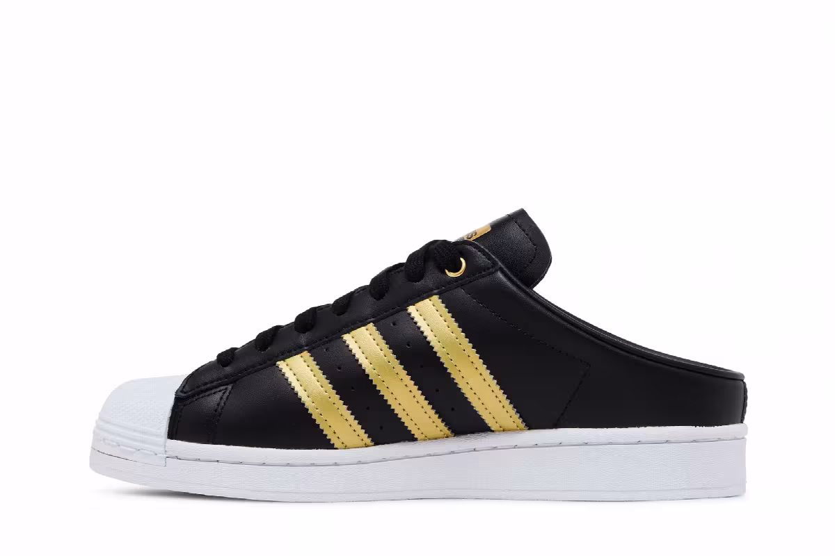 Adidas Women's Superstar Mule Black Gold Metallic, view 4