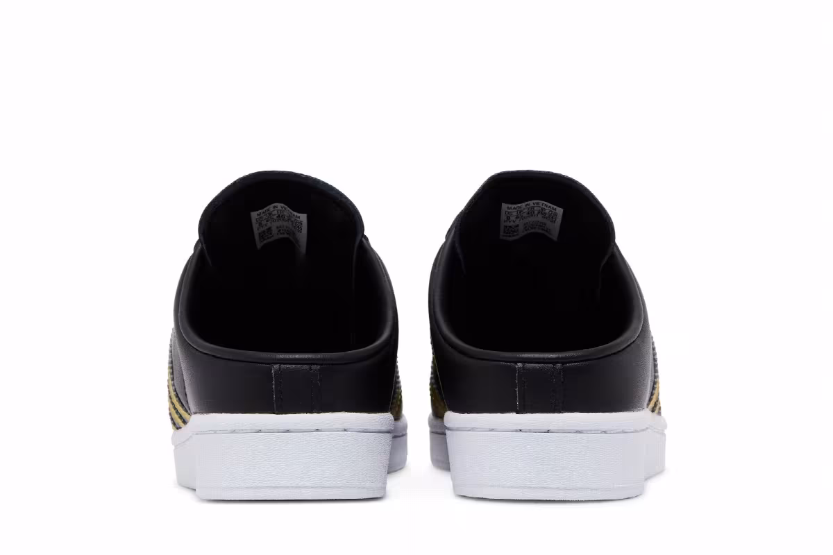 Adidas Women's Superstar Mule Black Gold Metallic, view 7