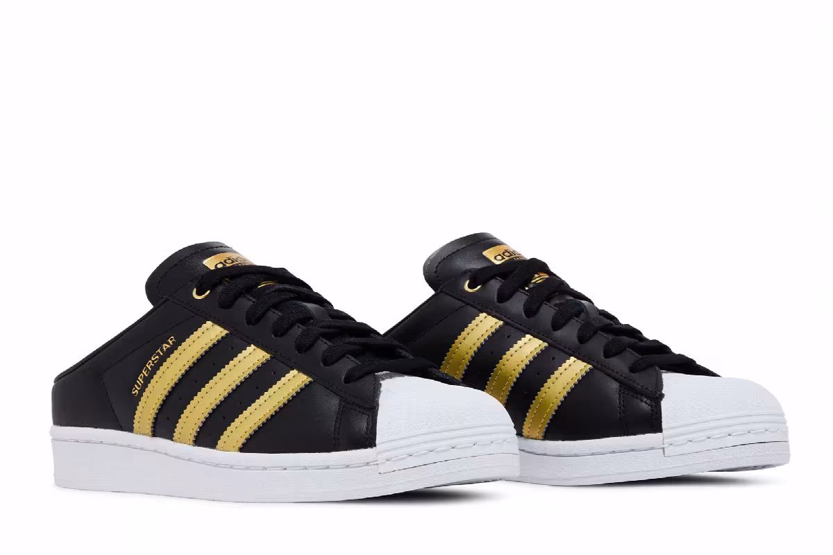 Adidas Women's Superstar Mule Black Gold Metallic, view 9